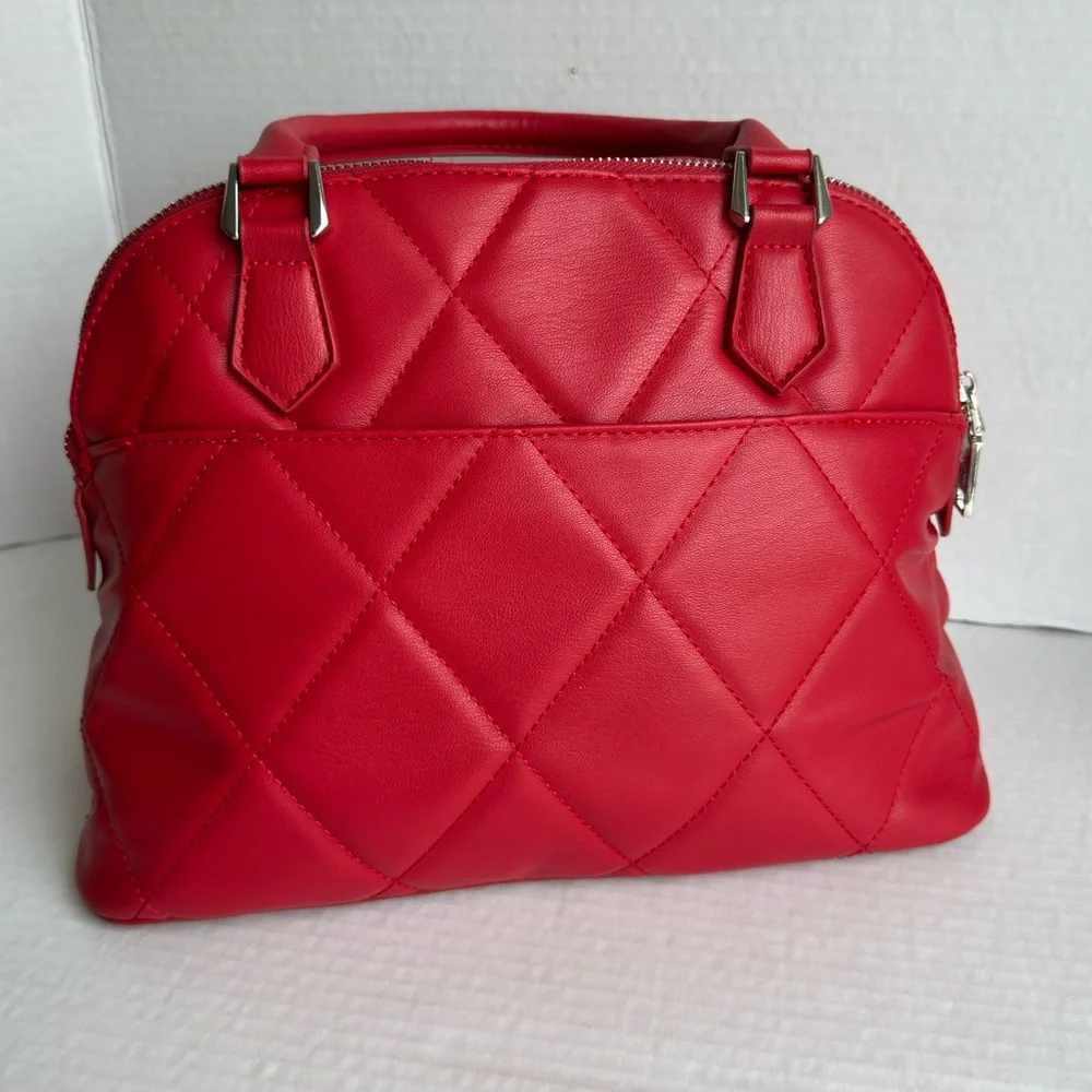 Badgley Mischka || Large Red Quilted/studded Crossbody Purse